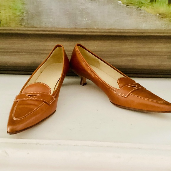 Vintage Joan & David Kitten Heels Circa Point Toe Pumps Brown Leather Size 6.5 - Picture 12 of 15